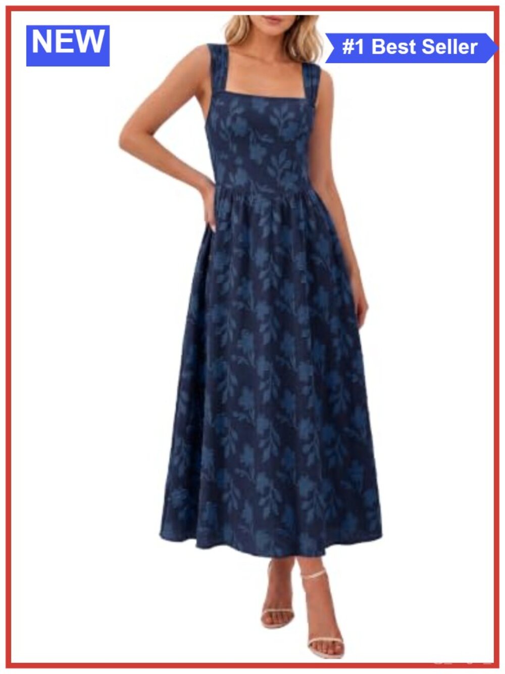 BerryGo Womens Flowy Maxi Dress Sleeveless Square Neck Formal Wedding Guest